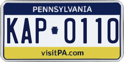 PA license plate KAP0110
