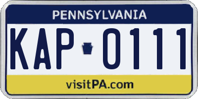 PA license plate KAP0111