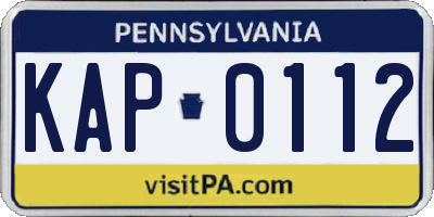 PA license plate KAP0112