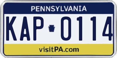 PA license plate KAP0114