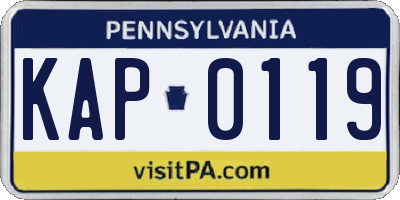 PA license plate KAP0119