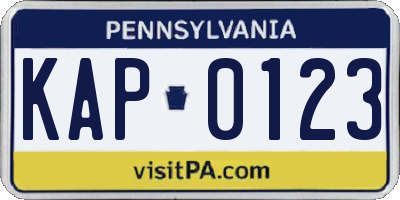 PA license plate KAP0123