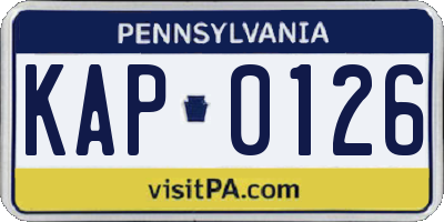 PA license plate KAP0126