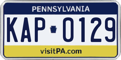 PA license plate KAP0129