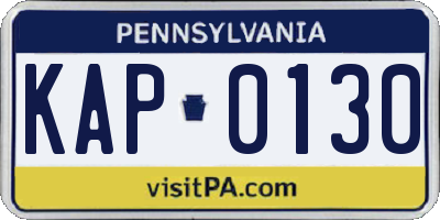 PA license plate KAP0130