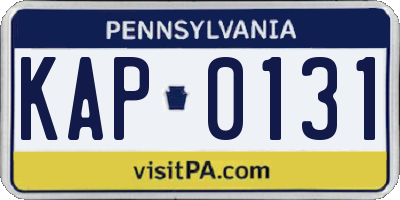 PA license plate KAP0131