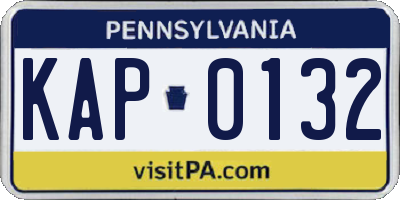 PA license plate KAP0132