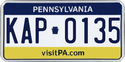 PA license plate KAP0135