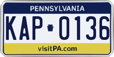 PA license plate KAP0136