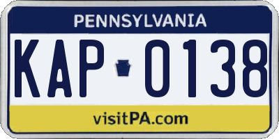 PA license plate KAP0138