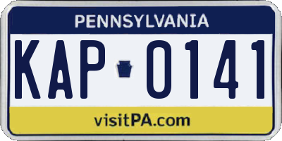 PA license plate KAP0141