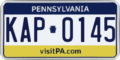 PA license plate KAP0145