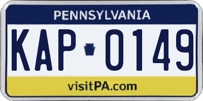 PA license plate KAP0149