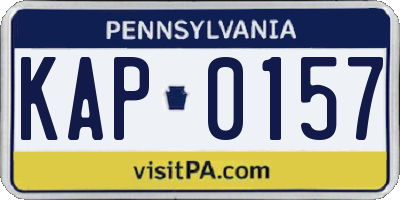 PA license plate KAP0157