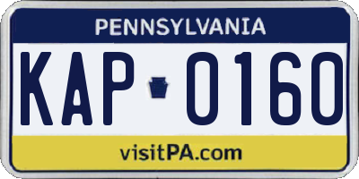 PA license plate KAP0160