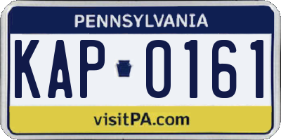 PA license plate KAP0161