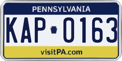 PA license plate KAP0163