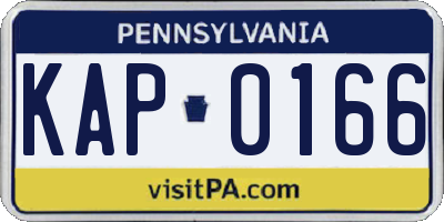 PA license plate KAP0166