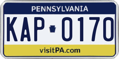 PA license plate KAP0170