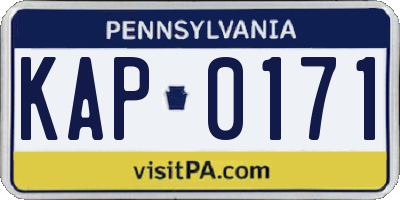 PA license plate KAP0171