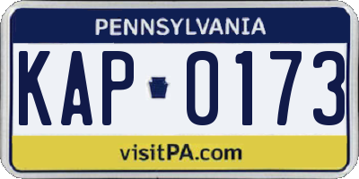 PA license plate KAP0173