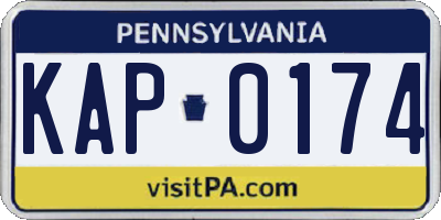 PA license plate KAP0174