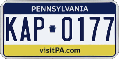 PA license plate KAP0177