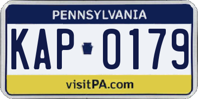 PA license plate KAP0179