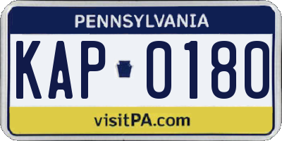 PA license plate KAP0180