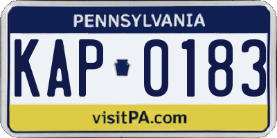 PA license plate KAP0183