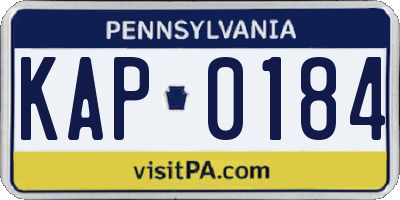 PA license plate KAP0184
