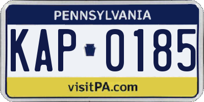 PA license plate KAP0185