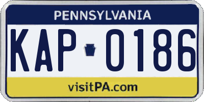 PA license plate KAP0186
