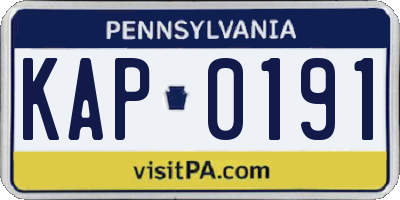 PA license plate KAP0191