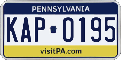 PA license plate KAP0195