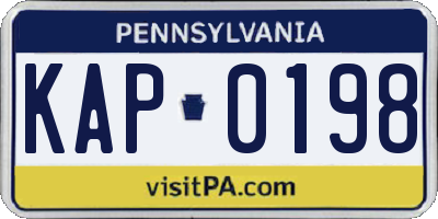 PA license plate KAP0198