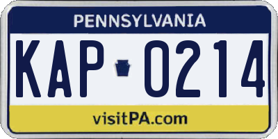 PA license plate KAP0214