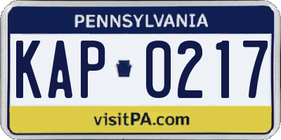 PA license plate KAP0217