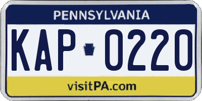 PA license plate KAP0220