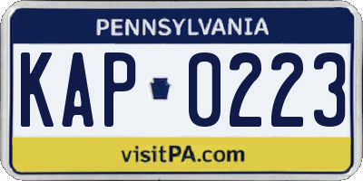PA license plate KAP0223