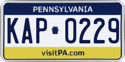 PA license plate KAP0229