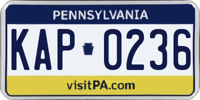 PA license plate KAP0236