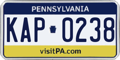 PA license plate KAP0238