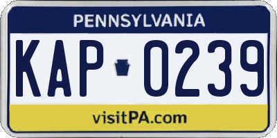 PA license plate KAP0239
