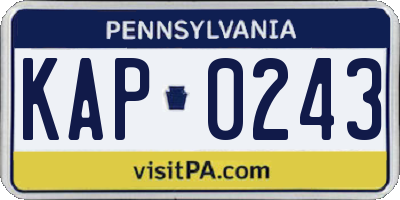 PA license plate KAP0243
