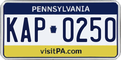 PA license plate KAP0250
