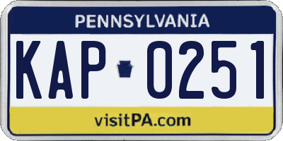 PA license plate KAP0251