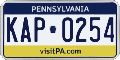 PA license plate KAP0254
