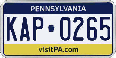PA license plate KAP0265