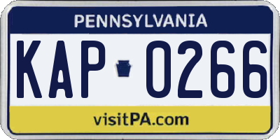 PA license plate KAP0266